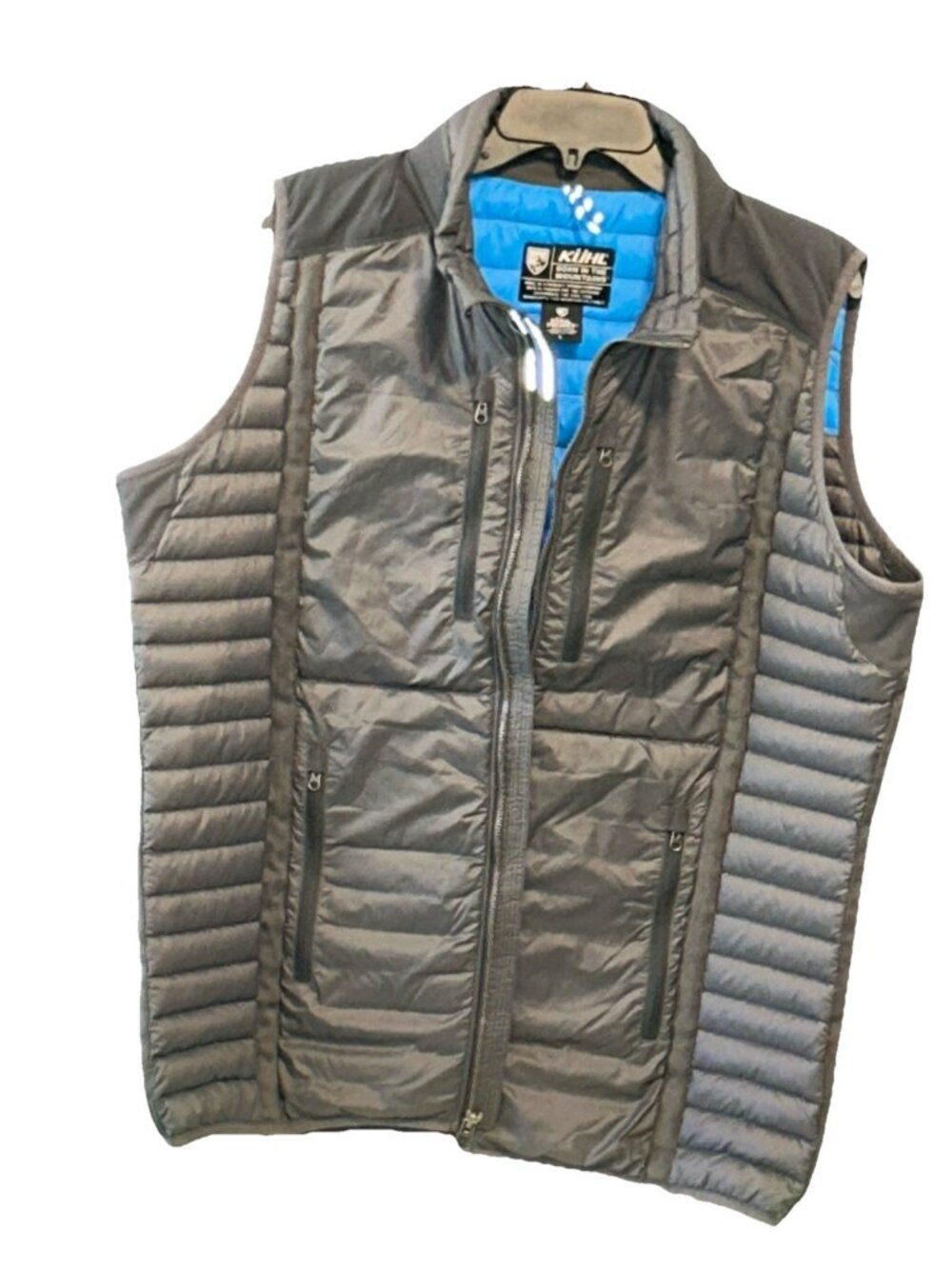 Kuhl Men’s Gray Thermal Spyfire Sleeveless Goose Down Puffer Vest Size Large